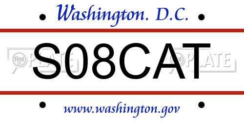 S08CAT District Of Columbia License Plate