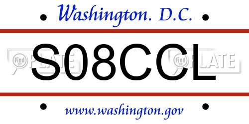 S08CCL District Of Columbia License Plate