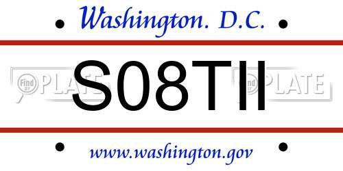 S08TII District Of Columbia License Plate