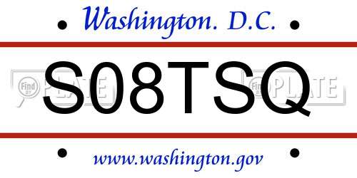 S08TSQ District Of Columbia License Plate