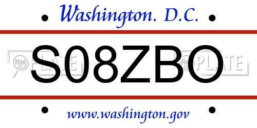S08ZBO District Of Columbia License Plate