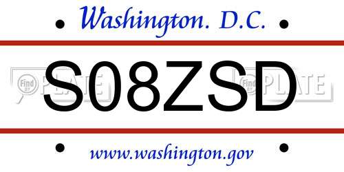S08ZSD District Of Columbia License Plate