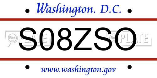 S08ZSO District Of Columbia License Plate