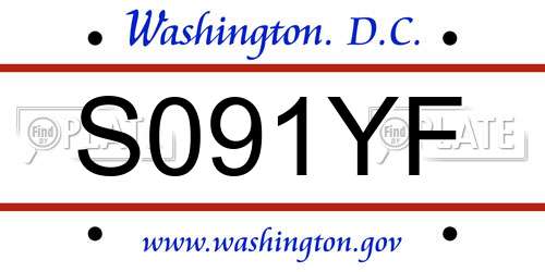 S091YF District Of Columbia License Plate