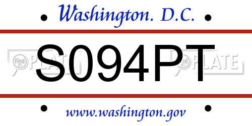 S094PT District Of Columbia License Plate