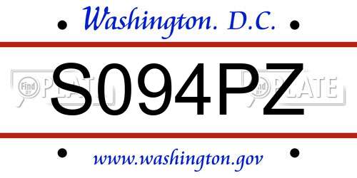 S094PZ District Of Columbia License Plate