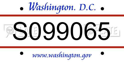 S099065 District Of Columbia License Plate