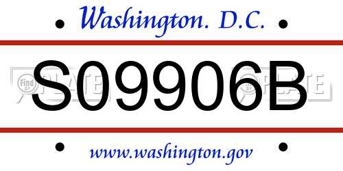 S09906B District Of Columbia License Plate