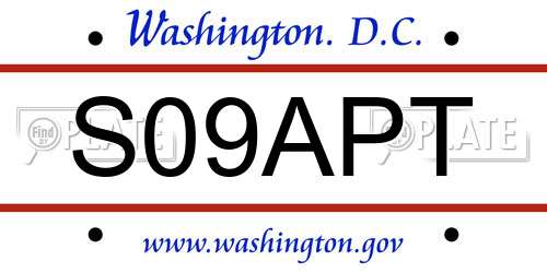 S09APT District Of Columbia License Plate