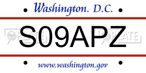 S09APZ District Of Columbia License Plate
