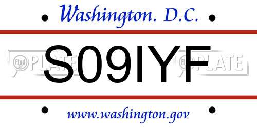 S09IYF District Of Columbia License Plate
