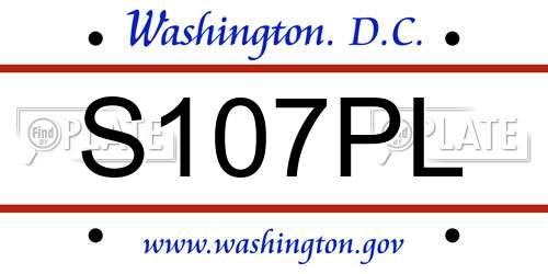 S107PL District Of Columbia License Plate