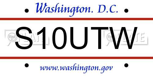 S10UTW District Of Columbia License Plate