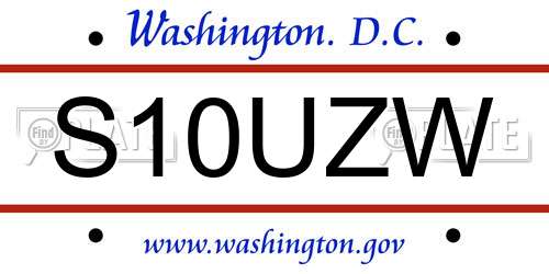 S10UZW District Of Columbia License Plate