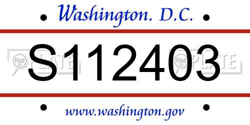 S112403 District Of Columbia License Plate