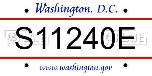 S11240E District Of Columbia License Plate