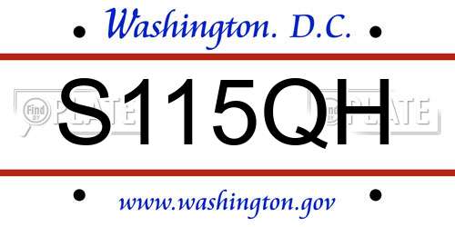 S115QH District Of Columbia License Plate