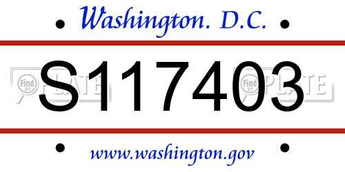 S117403 District Of Columbia License Plate