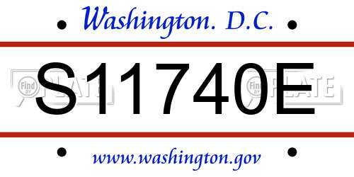 S11740E District Of Columbia License Plate