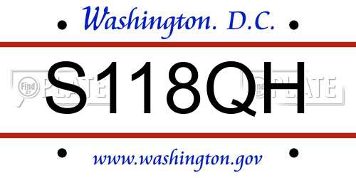 S118QH District Of Columbia License Plate