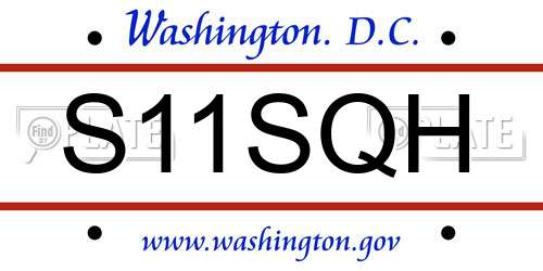 S11SQH District Of Columbia License Plate