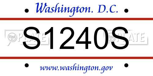 S1240S District Of Columbia License Plate