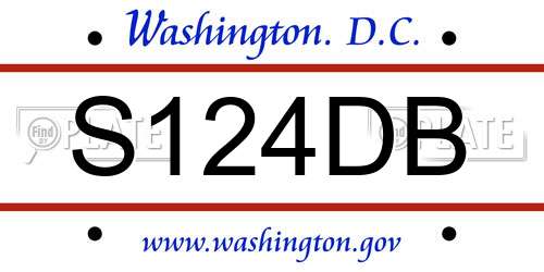 S124DB District Of Columbia License Plate