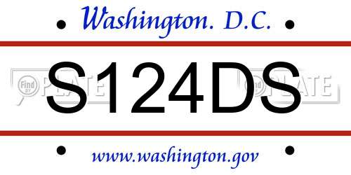 S124DS District Of Columbia License Plate