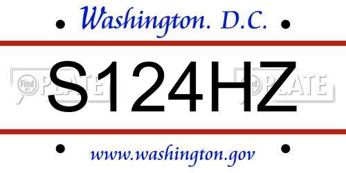 S124HZ District Of Columbia License Plate