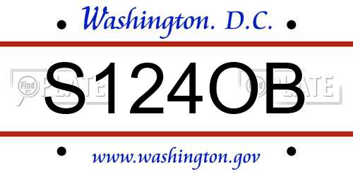 S124OB District Of Columbia License Plate