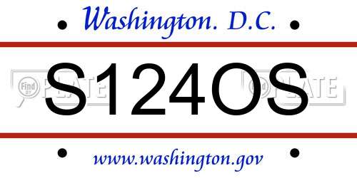 S124OS District Of Columbia License Plate