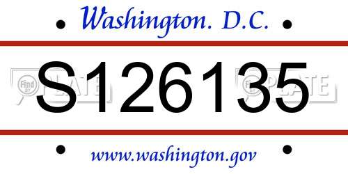 S126135 District Of Columbia License Plate