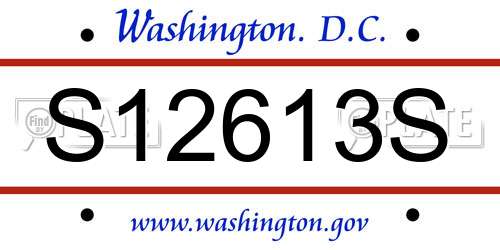 S12613S District Of Columbia License Plate