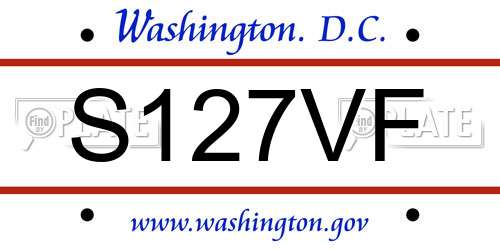 S127VF District Of Columbia License Plate