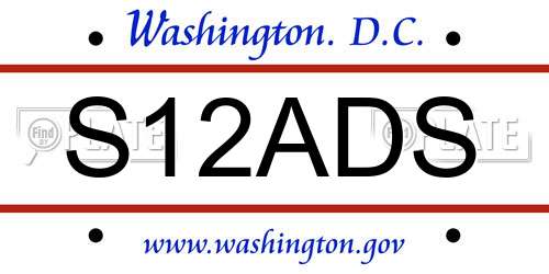 S12ADS District Of Columbia License Plate