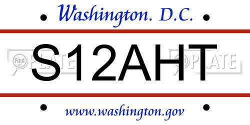 S12AHT District Of Columbia License Plate