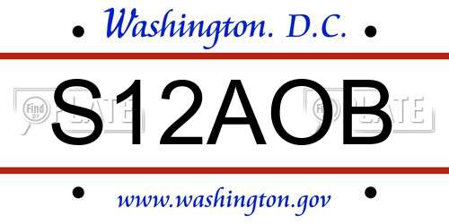 S12AOB District Of Columbia License Plate