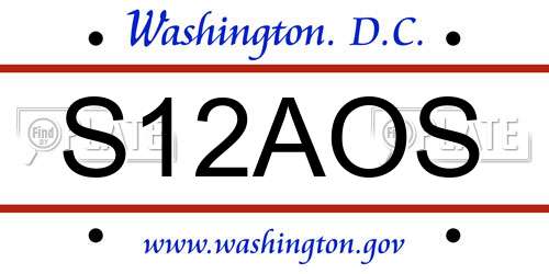 S12AOS District Of Columbia License Plate