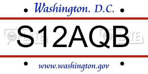 S12AQB District Of Columbia License Plate