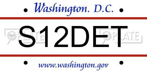 S12DET District Of Columbia License Plate