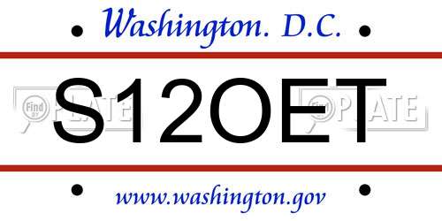 S12OET District Of Columbia License Plate