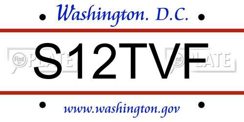 S12TVF District Of Columbia License Plate