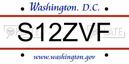 S12ZVF District Of Columbia License Plate