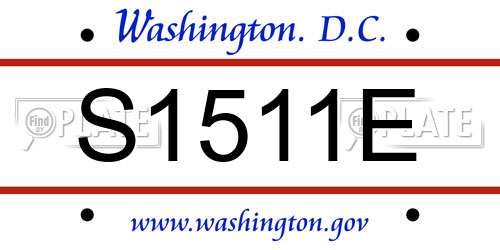S1511E District Of Columbia License Plate
