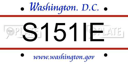 S151IE District Of Columbia License Plate