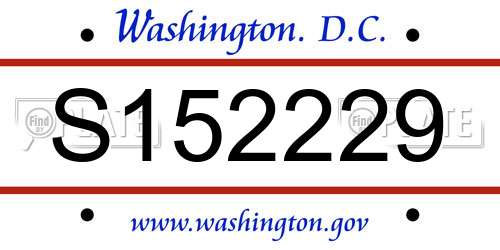 S152229 District Of Columbia License Plate