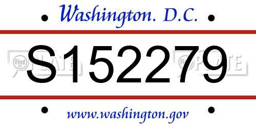 S152279 District Of Columbia License Plate