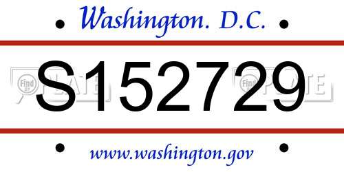 S152729 District Of Columbia License Plate