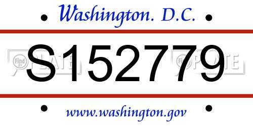 S152779 District Of Columbia License Plate