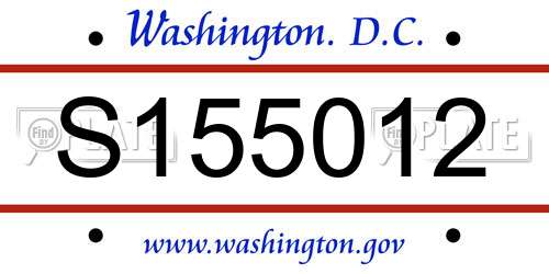 S155012 District Of Columbia License Plate